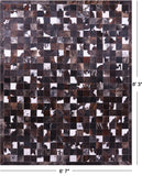 Brown & White Brindle Natural Cowhide Hand Stitched Patchwork Rug - 6' 7" X 8' 3"