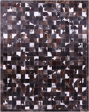Brown & White Brindle Natural Cowhide Hand Stitched Patchwork Rug - 6' 7" X 8' 3"