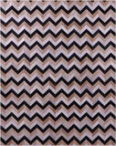 Brown & Beige Chevron Black Natural Cowhide Hand Stitched Patchwork Rug - 6' 8" X 8' 4"