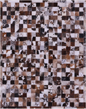 Brown & White Brindle Natural Cowhide Hand Stitched Patchwork Rug - 6' 7" X 8' 3"