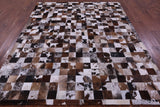 Brown & White Brindle Natural Cowhide Hand Stitched Patchwork Rug - 6' 7" X 8' 3"
