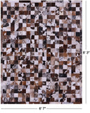 Brown & White Brindle Natural Cowhide Hand Stitched Patchwork Rug - 6' 7" X 8' 3"