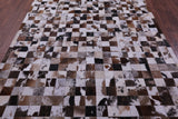 Brown & White Natural Cowhide Hand Stitched Patchwork Rug - 6' 7" X 9' 10"