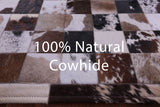 Brown & White Natural Cowhide Hand Stitched Patchwork Rug - 6' 7" X 9' 10"