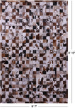 Brown & White Natural Cowhide Hand Stitched Patchwork Rug - 6' 7" X 9' 10"