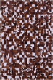 Brown & White Natural Cowhide Hand Stitched Patchwork Rug - 6' 7" X 9' 10"