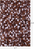 Brown & White Natural Cowhide Hand Stitched Patchwork Rug - 6' 7" X 9' 10"