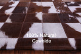 Brown & White Natural Cowhide Hand Stitched Patchwork Rug - 6' 7" X 9' 10"