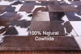 Brown & White Natural Cowhide Hand Stitched Patchwork Rug - 6' 7" X 8' 3"