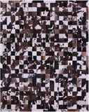 Brown & White Natural Cowhide Hand Stitched Patchwork Rug - 6' 7" X 8' 3"