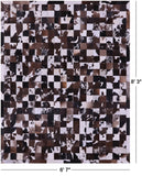 Brown & White Natural Cowhide Hand Stitched Patchwork Rug - 6' 7" X 8' 3"