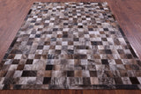 Brown & White Brindle Natural Cowhide Hand Stitched Patchwork Rug - 6' 7" X 8' 3"