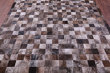 Brown & White Brindle Natural Cowhide Hand Stitched Patchwork Rug - 6' 7" X 8' 3"