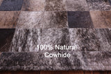 Brown & White Brindle Natural Cowhide Hand Stitched Patchwork Rug - 6' 7" X 8' 3"