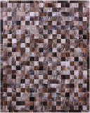 Brown & White Brindle Natural Cowhide Hand Stitched Patchwork Rug - 6' 7" X 8' 3"