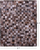 Brown & White Brindle Natural Cowhide Hand Stitched Patchwork Rug - 6' 7" X 8' 3"