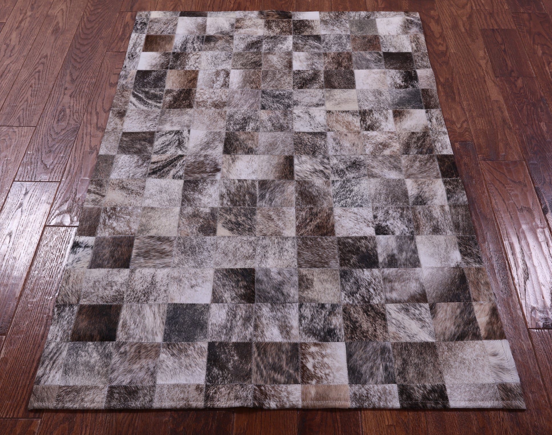 Brown Brindle Natural Cowhide Hand Stitched Patchwork Rug - 3' 4" X 5' 0"