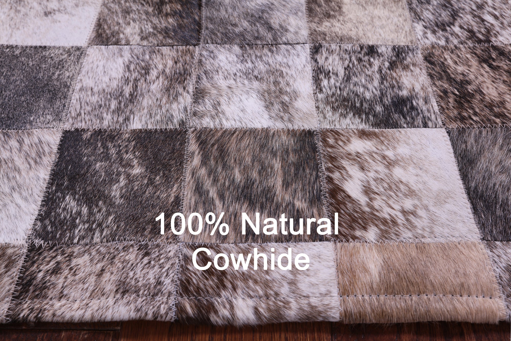 Brown Brindle Natural Cowhide Hand Stitched Patchwork Rug - 3' 4" X 5' 0"