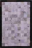 Salt & Pepper Brown & White Natural Cowhide Hand Stitched Patchwork Rug - 3' 4" X 5' 0"