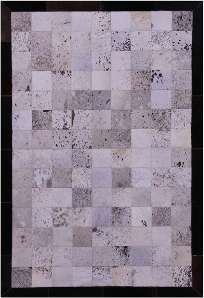 Salt & Pepper Brown & White Natural Cowhide Hand Stitched Patchwork Rug - 3' 4" X 5' 0"