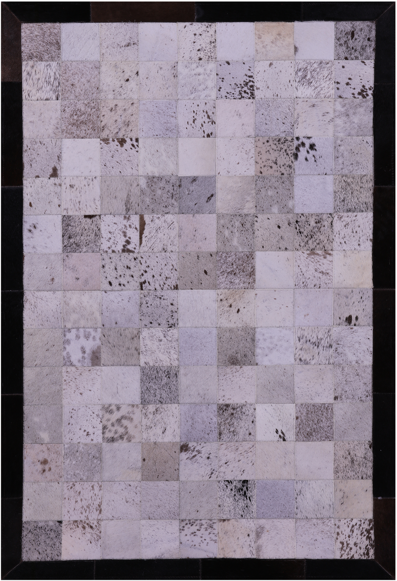 Salt & Pepper Brown & White Natural Cowhide Hand Stitched Patchwork Rug - 3' 4" X 5' 0"