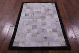 Salt & Pepper Brown & White Natural Cowhide Hand Stitched Patchwork Rug - 3' 4" X 5' 0"