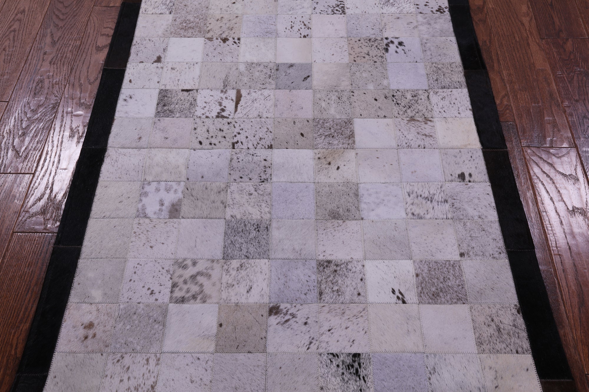 Salt & Pepper Brown & White Natural Cowhide Hand Stitched Patchwork Rug - 3' 4" X 5' 0"