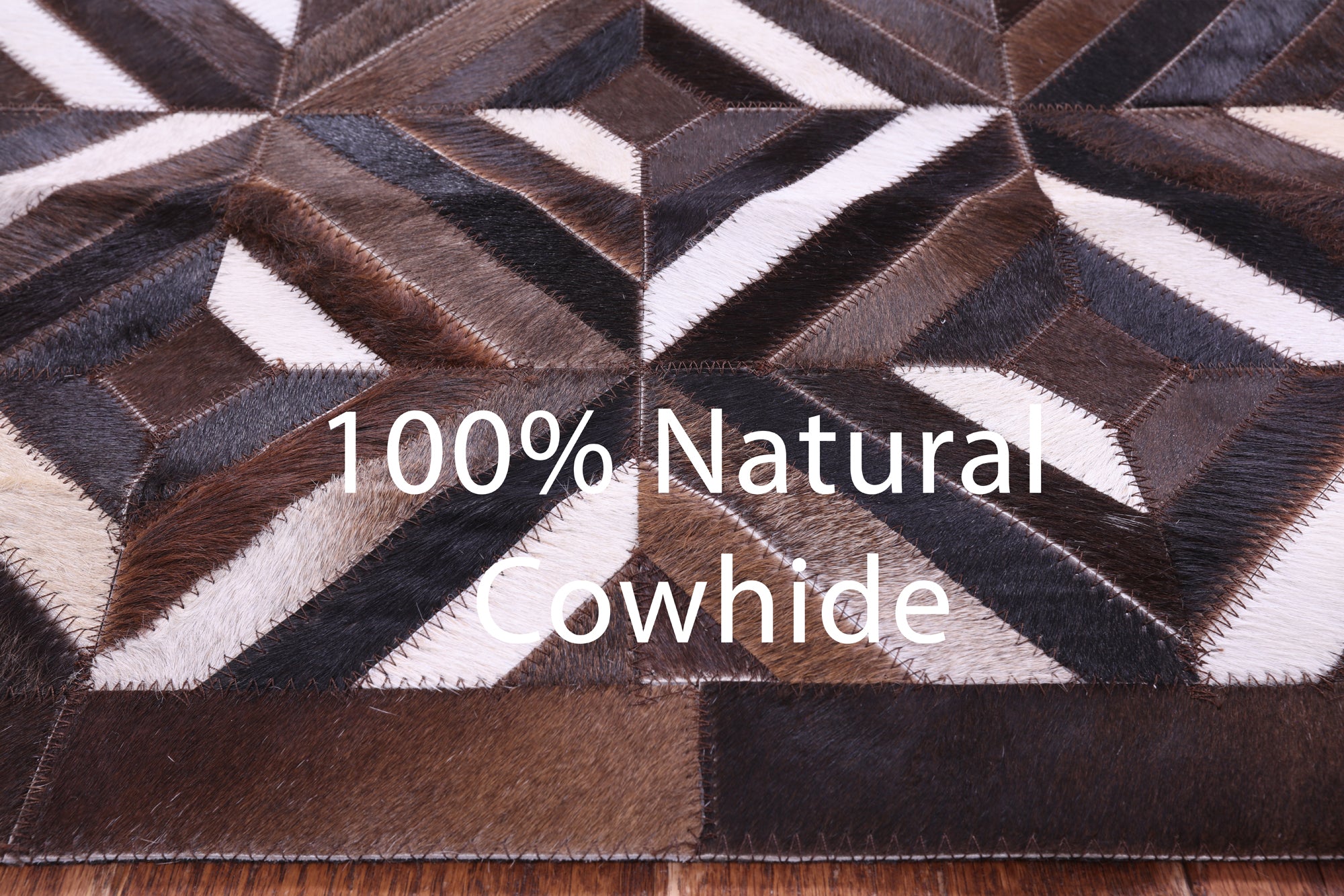 Brown Natural Cowhide Hand Stitched Patchwork Rug - 9' 0" X 12' 0"