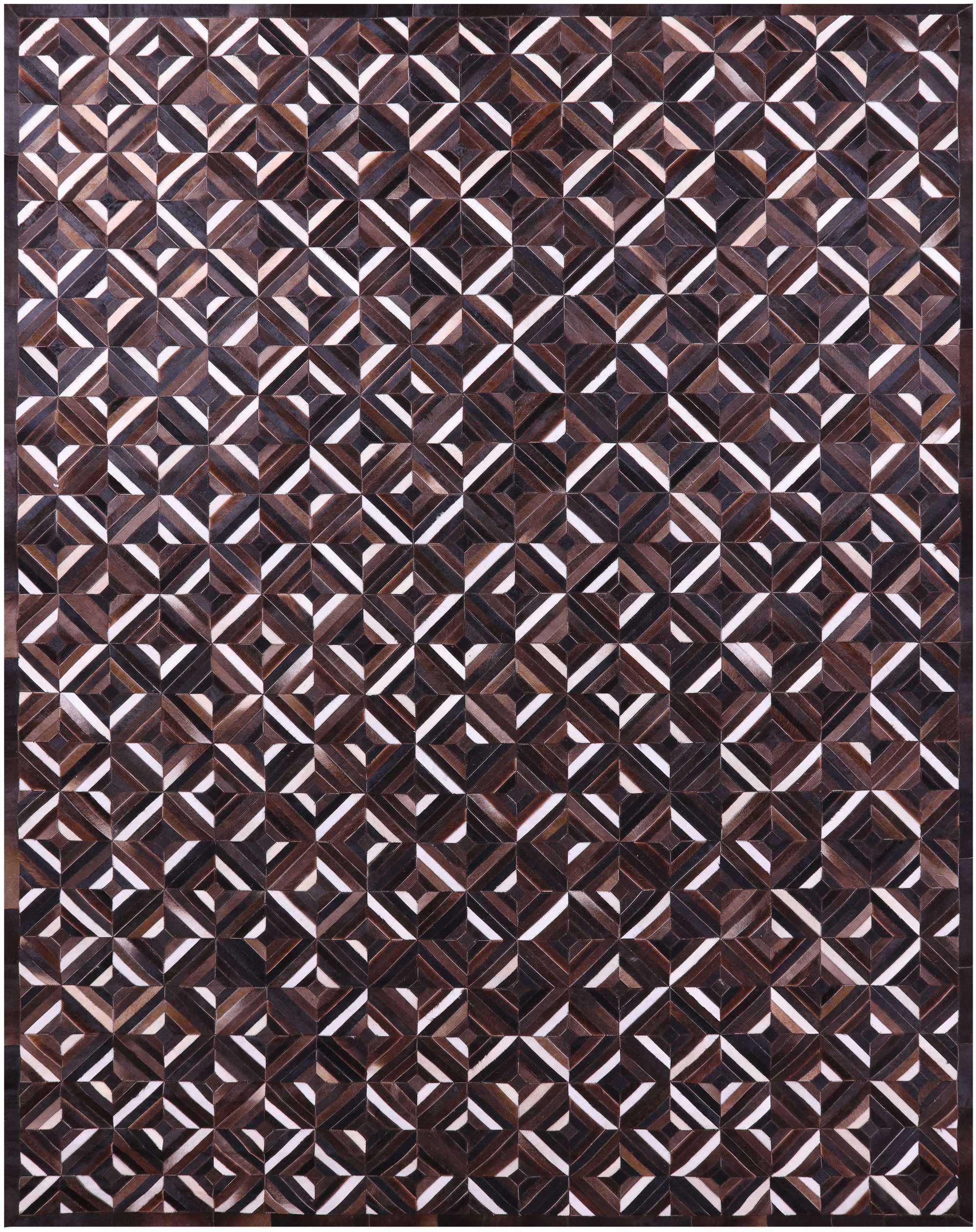 Brown Natural Cowhide Hand Stitched Patchwork Rug - 9' 0" X 12' 0"