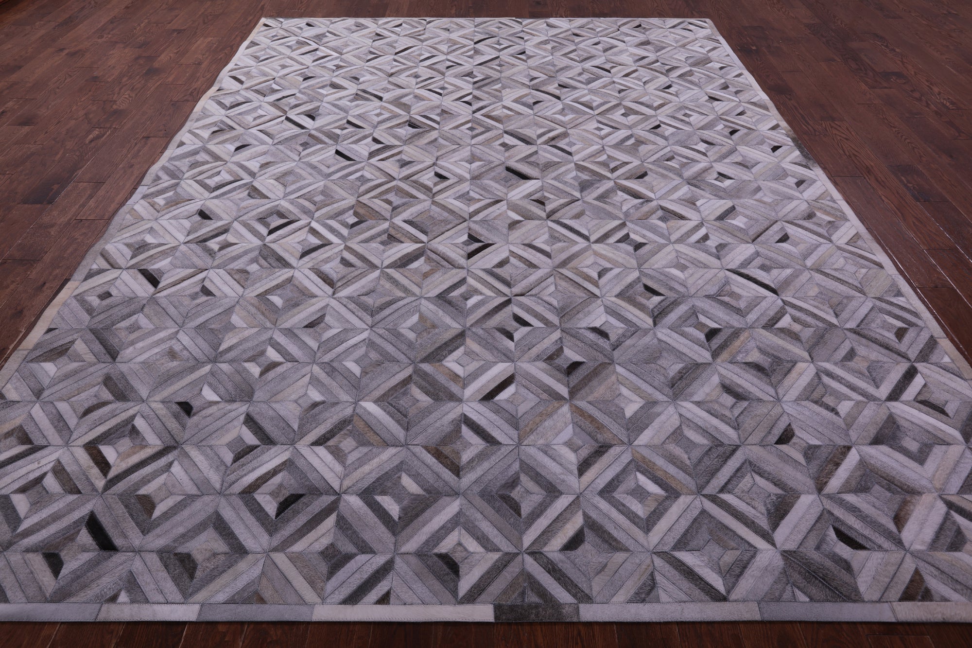 Grey Natural Cowhide Hand Stitched Patchwork Rug - 9' 0" X 12' 0"
