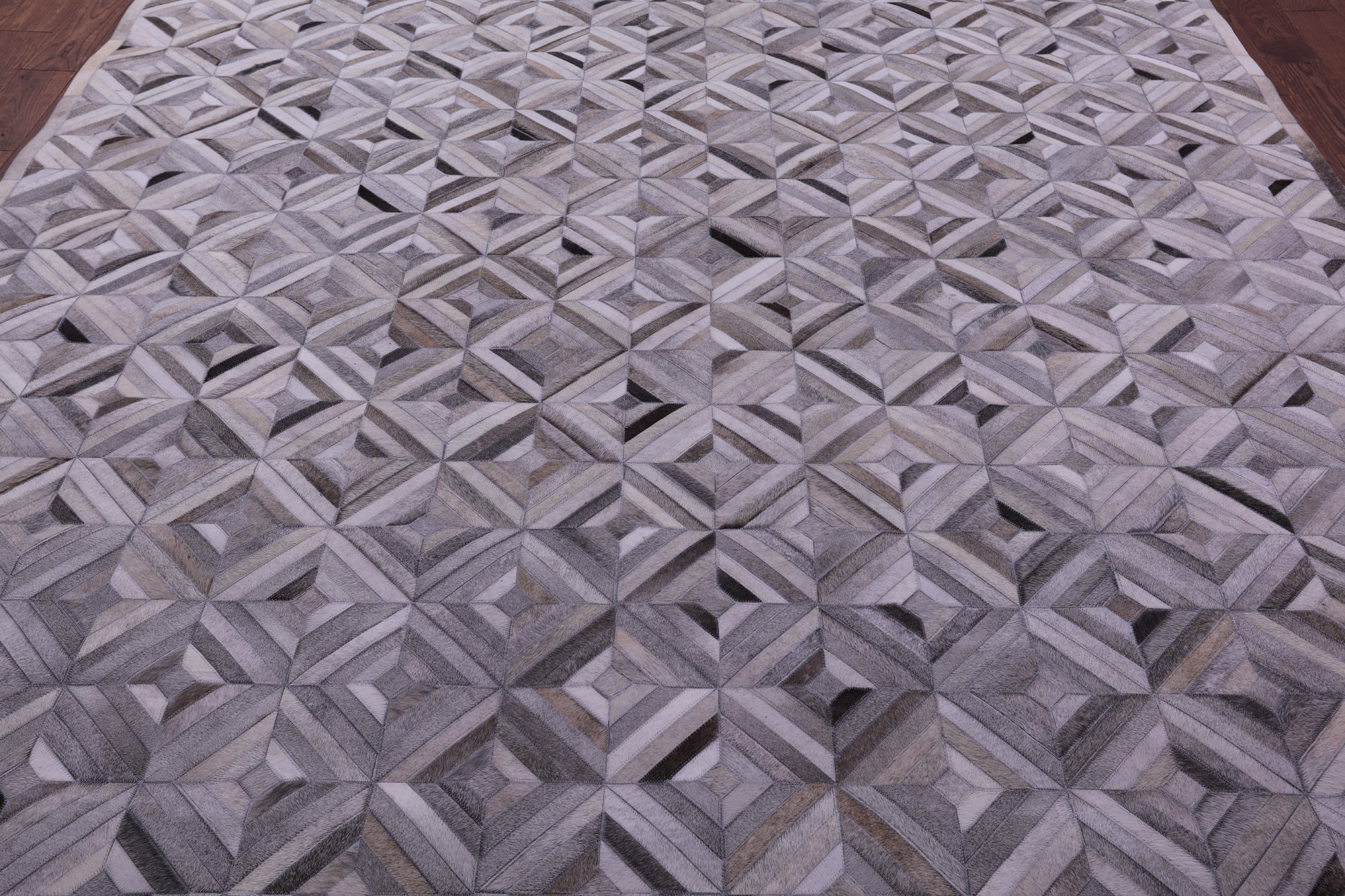 Grey Natural Cowhide Hand Stitched Patchwork Rug - 9' 0" X 12' 0"