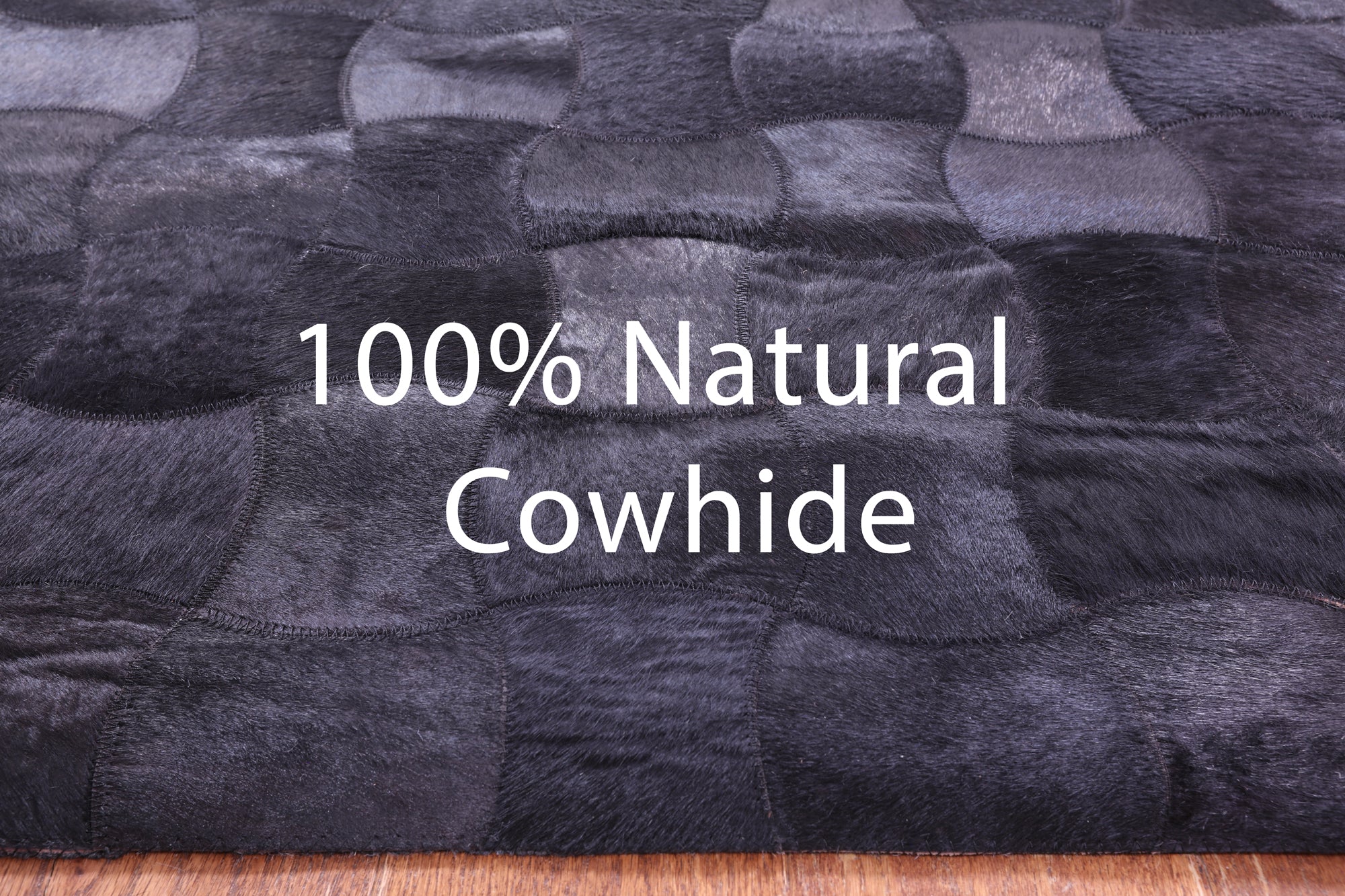 Black Natural Cowhide Hand Stitched Patchwork Rug - 9' 0" X 12' 0"