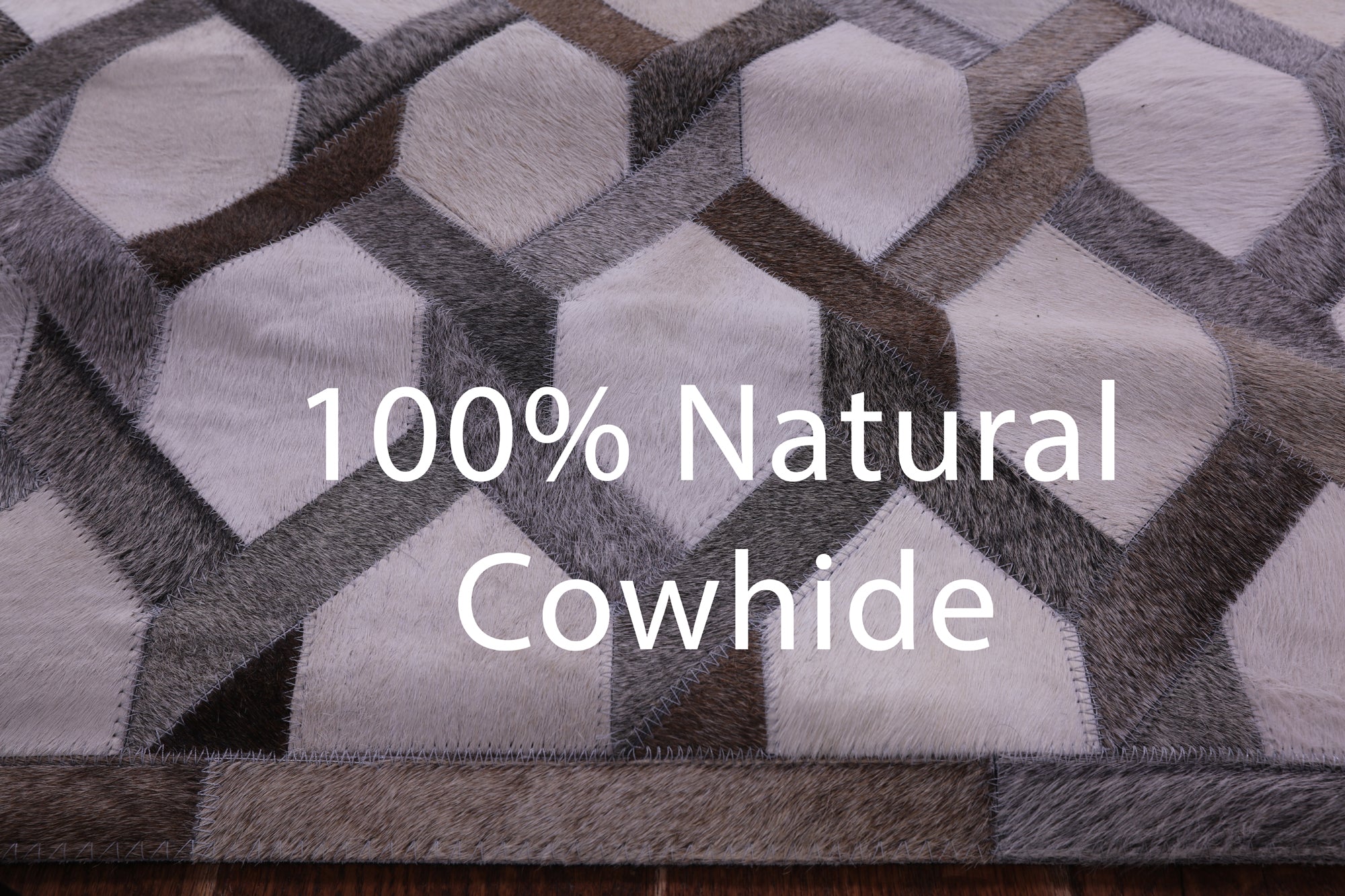 Grey & White Natural Cowhide Hand Stitched Patchwork Rug - 9' 0" X 12' 0"