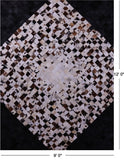 Brown & White & Black Natural Cowhide Hand Stitched Patchwork Rug - 9' 0" X 12' 0"