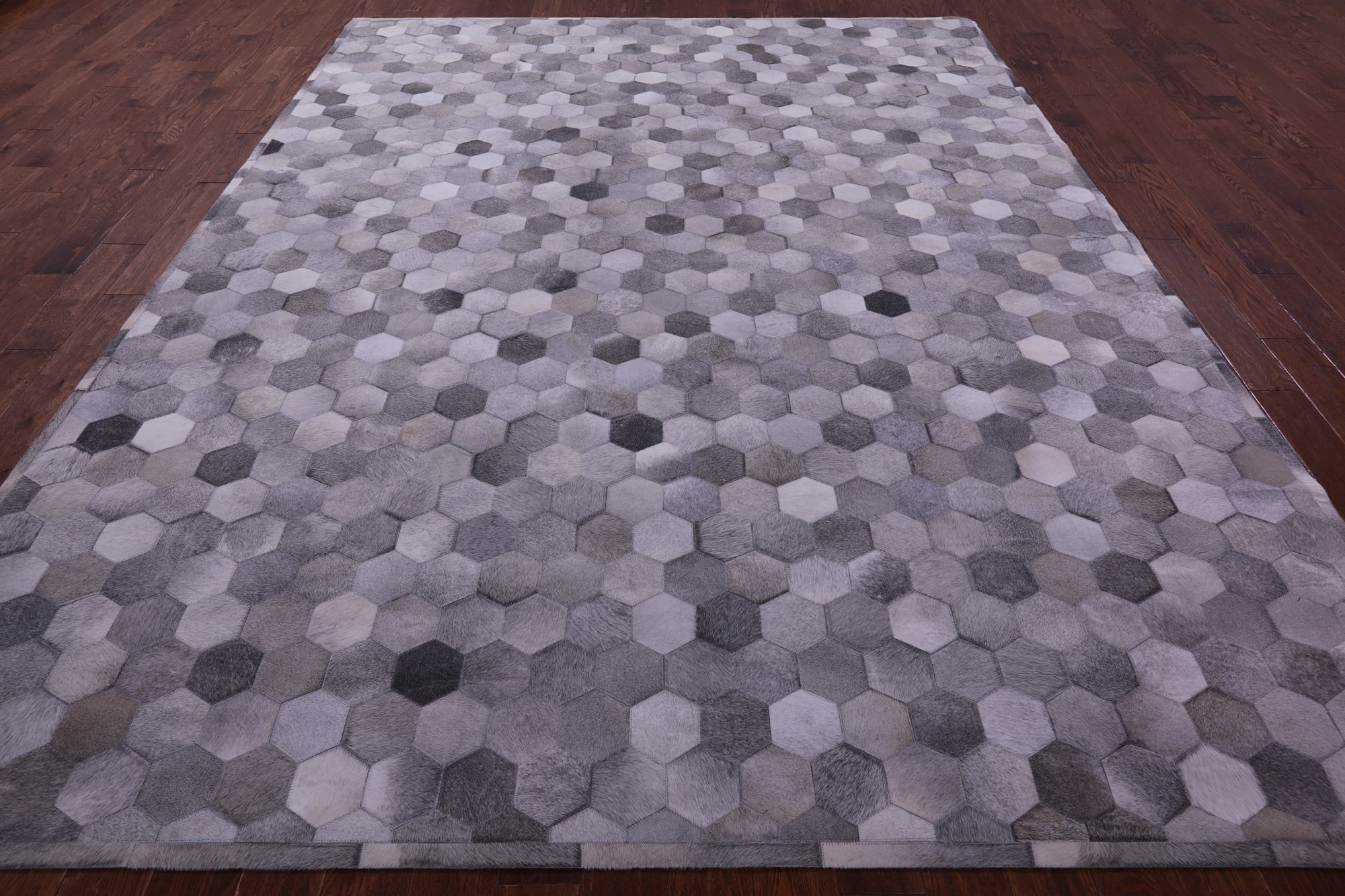 Grey Natural Cowhide Hand Stitched Patchwork Rug - 9' 0" X 12' 0"