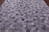 Grey Natural Cowhide Hand Stitched Patchwork Rug - 9' 0" X 12' 0"