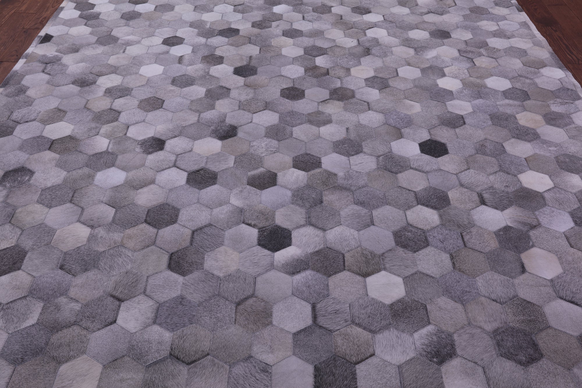 Grey Natural Cowhide Hand Stitched Patchwork Rug - 9' 0" X 12' 0"