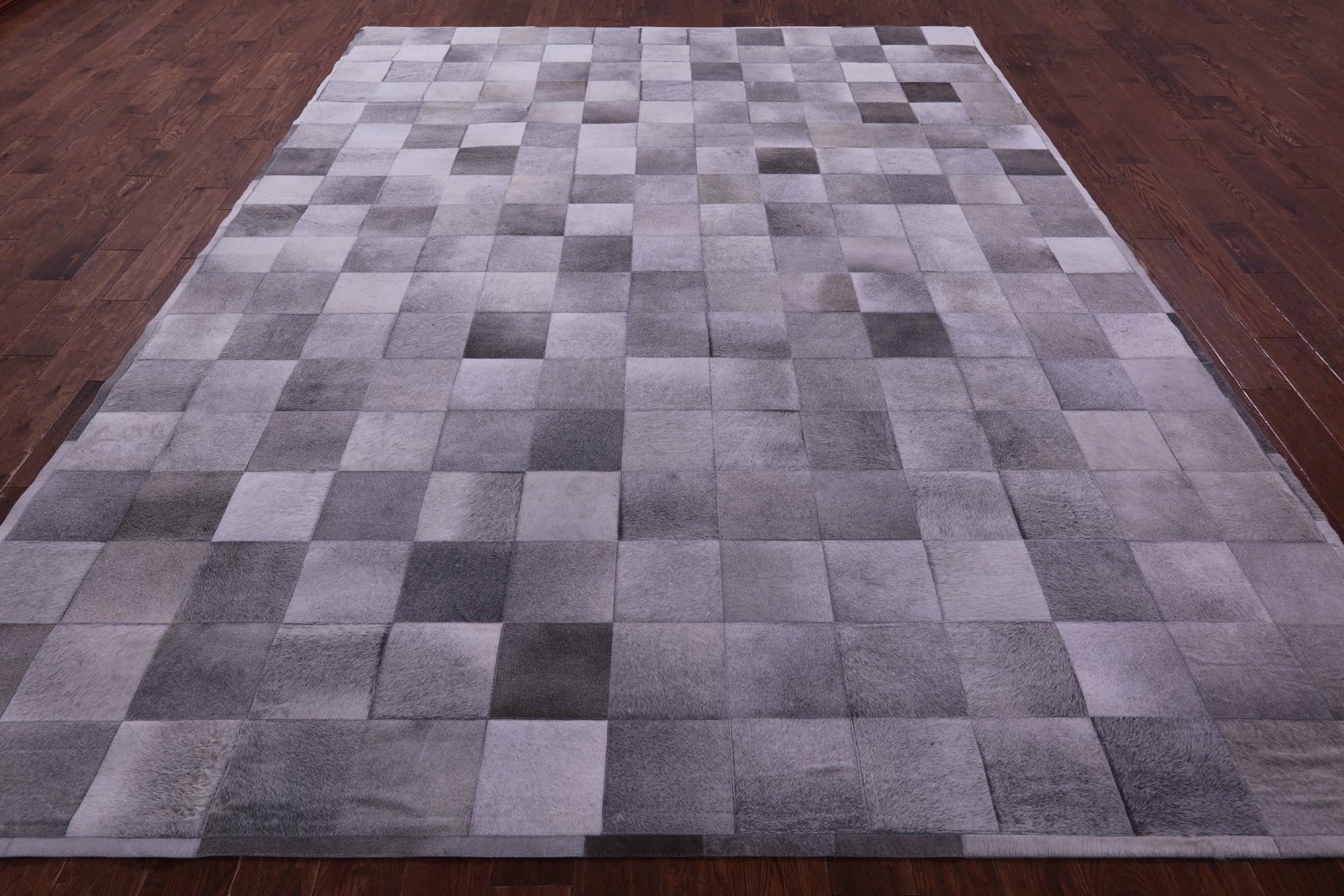 Grey Natural Cowhide Hand Stitched Patchwork Rug - 9' 0" X 12' 0"