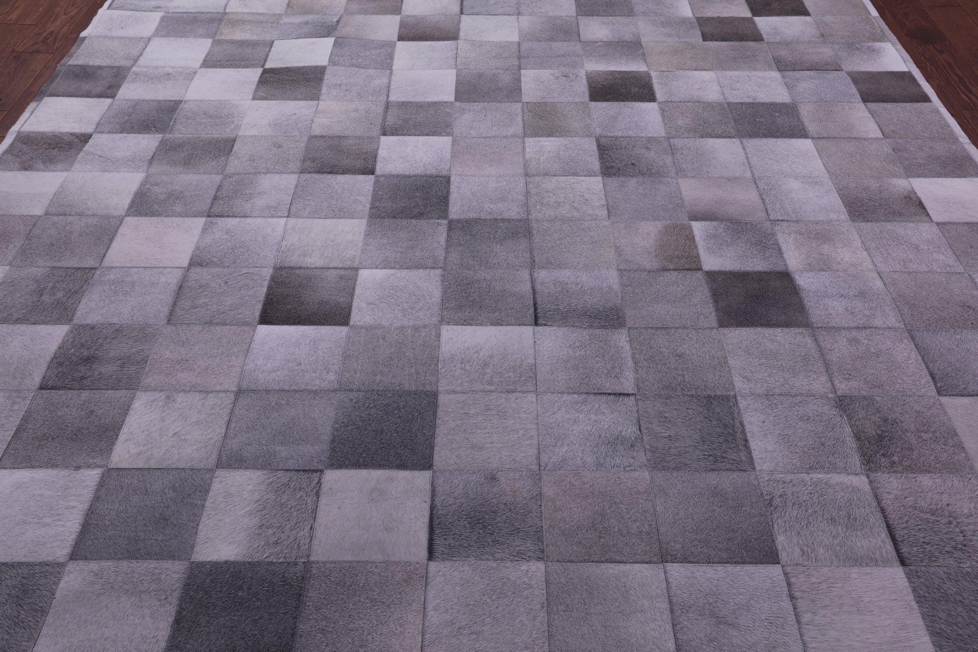 Grey Natural Cowhide Hand Stitched Patchwork Rug - 9' 0" X 12' 0"