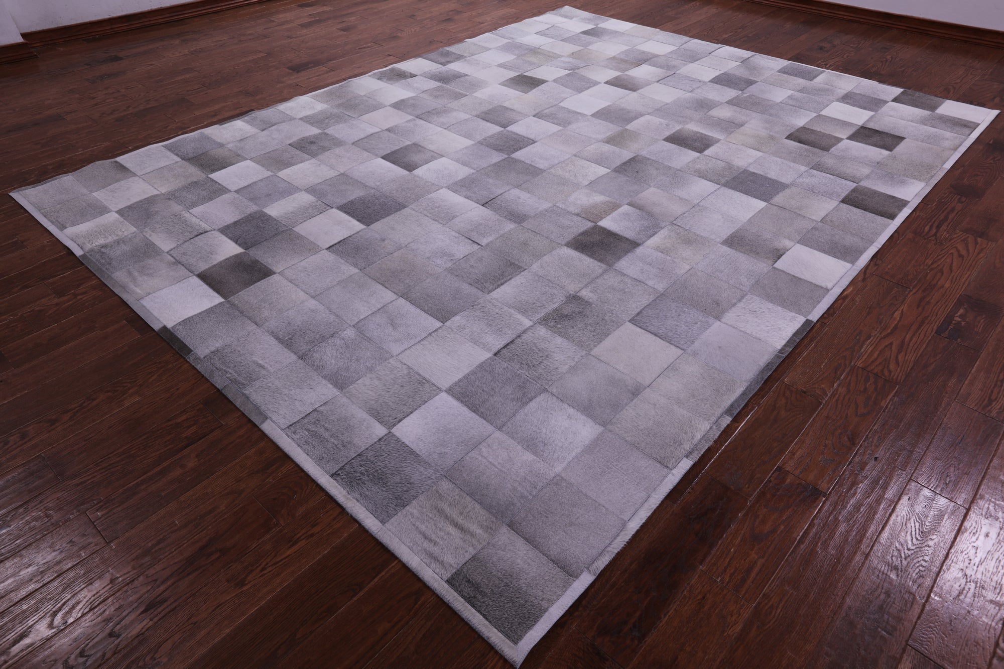 Grey Natural Cowhide Hand Stitched Patchwork Rug - 9' 0" X 12' 0"