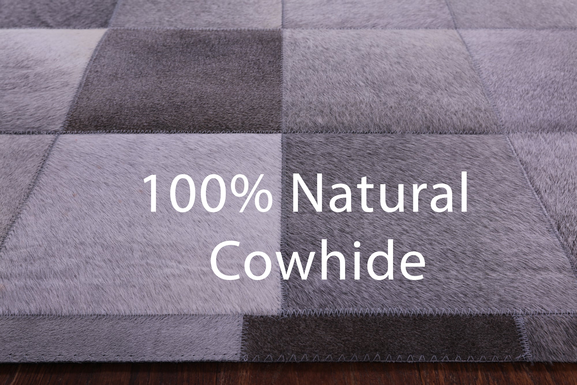 Grey Natural Cowhide Hand Stitched Patchwork Rug - 9' 0" X 12' 0"