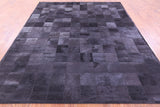 Black Natural Cowhide Hand Stitched Patchwork Rug - 8' 0" X 10' 0"