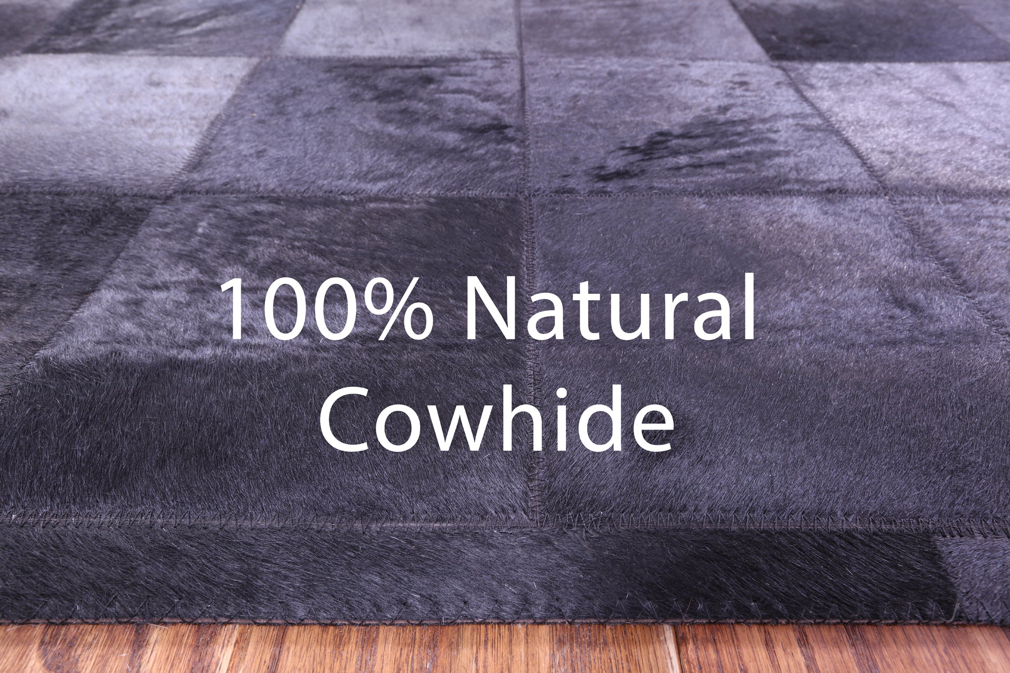 Black Natural Cowhide Hand Stitched Patchwork Rug - 8' 0" X 10' 0"