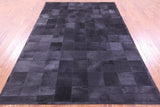 Black Natural Cowhide Hand Stitched Patchwork Rug - 6' 0" X 9' 0"