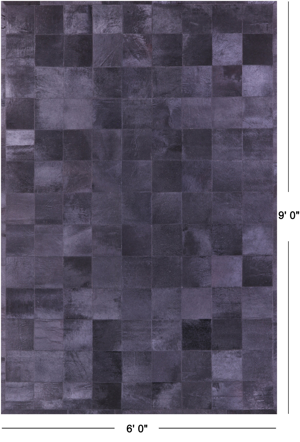 Black Natural Cowhide Hand Stitched Patchwork Rug - 6' 0" X 9' 0"
