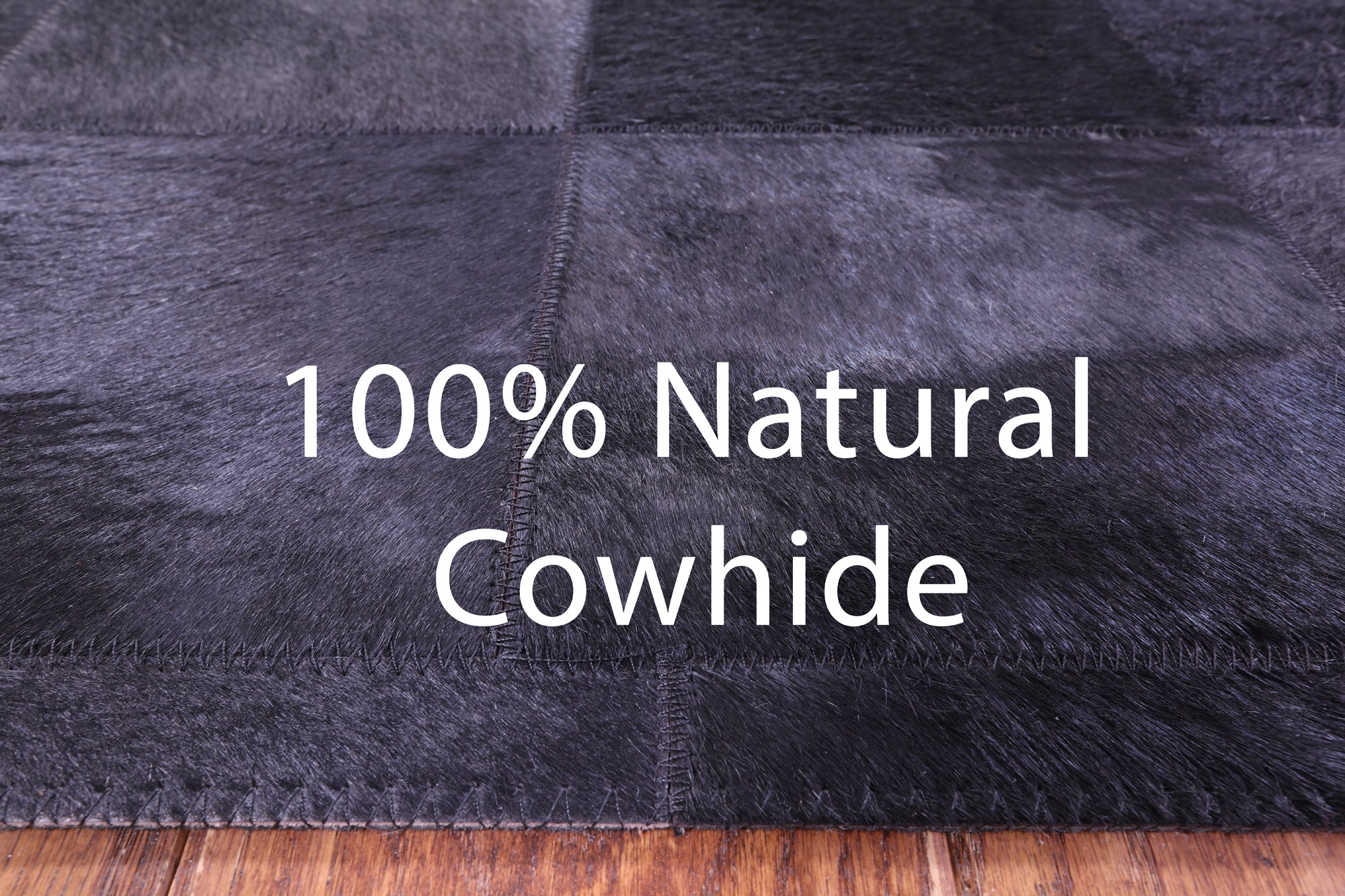 Black Natural Cowhide Hand Stitched Patchwork Rug - 6' 0" X 9' 0"