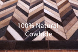 Brown Chevron Natural Cowhide Hand Stitched Patchwork Rug - 9' 0" X 12' 0"