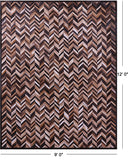 Brown Chevron Natural Cowhide Hand Stitched Patchwork Rug - 9' 0" X 12' 0"