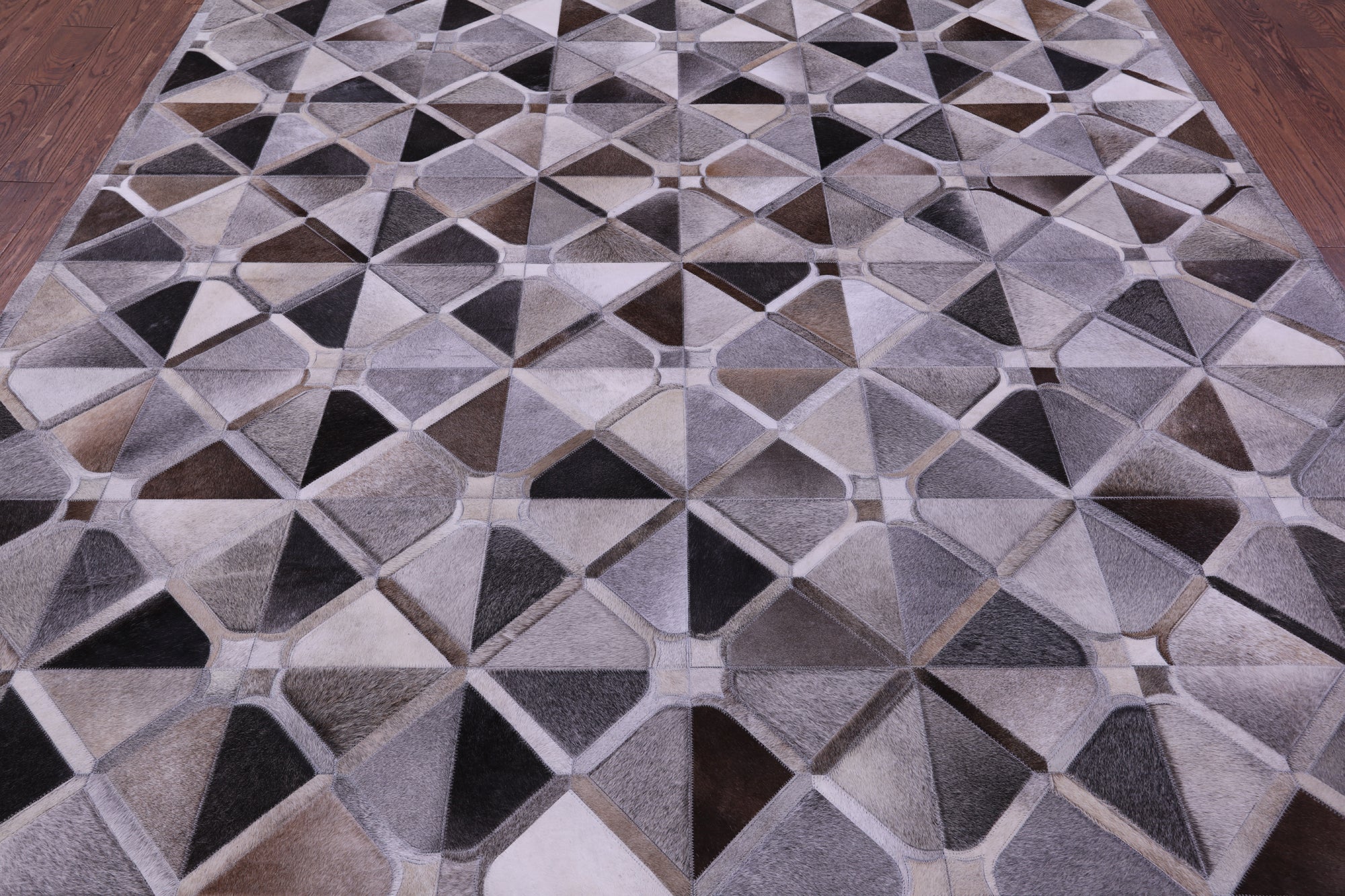 Grey Natural Cowhide Hand Stitched Patchwork Rug - 8' 0" X 10' 0"
