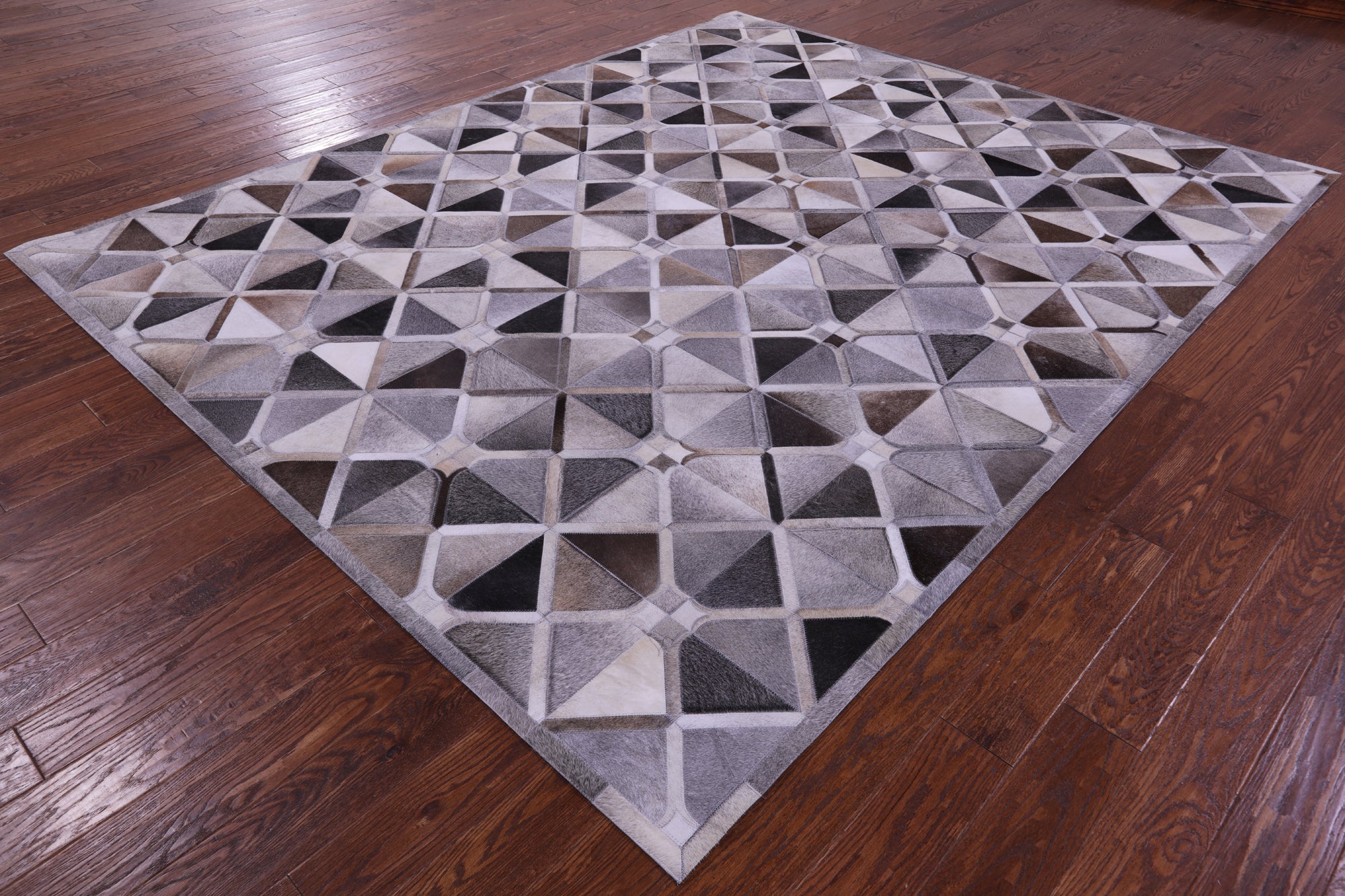 Grey Natural Cowhide Hand Stitched Patchwork Rug - 8' 0" X 10' 0"